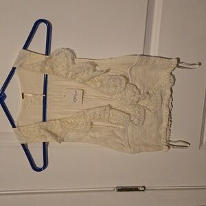 Free People Lottie Lace Sleeveless Blouse in Ivory Size XS NWT